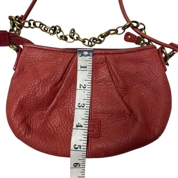Fossil Crossbody Bag Convertible Leather & Chain Hand Shoulder Purse Orange/Red - Picture 5 of 10